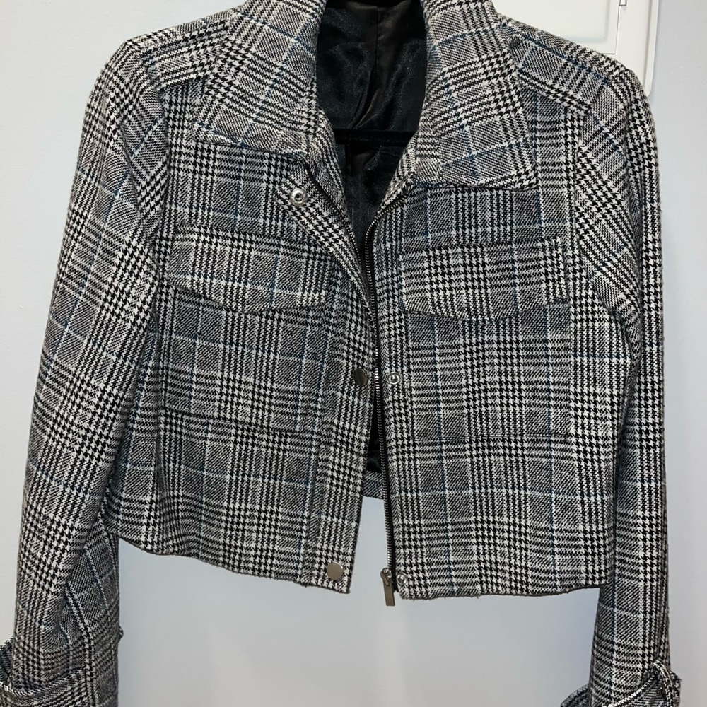Plaid Women's Jacket S - Black and Gray